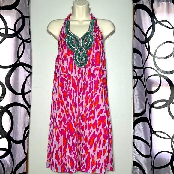 Boston Proper Pink Printed Halter Dress XXS - Picture 1 of 13